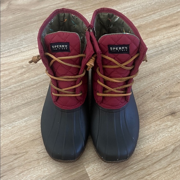 Sperry Burgundy and Dark Gray Duck Boots - Picture 1 of 6